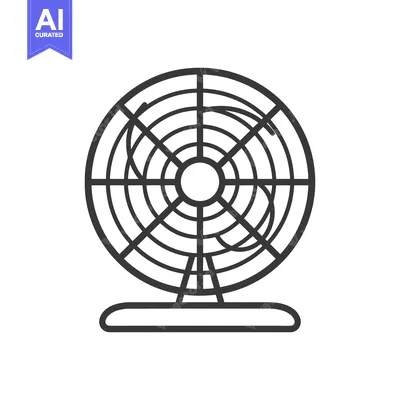 Premium design asset: A black and white illustration of an electric cooling fan