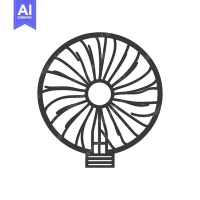 Aset premium populer: A stylized monochrome illustration of a circular fan design
