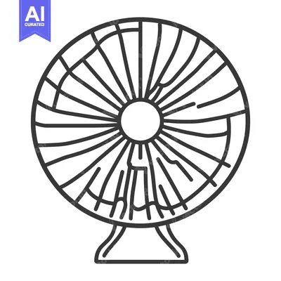 Aset premium populer: A monochrome illustration of a table top oscillating electric fan