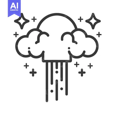 Aset desain premium: A stylized black and white image of cloud and rainfall
