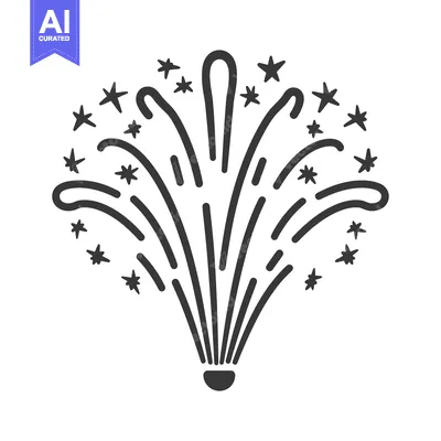 Aset desain premium: A simple black line illustration of a fireworks explosion