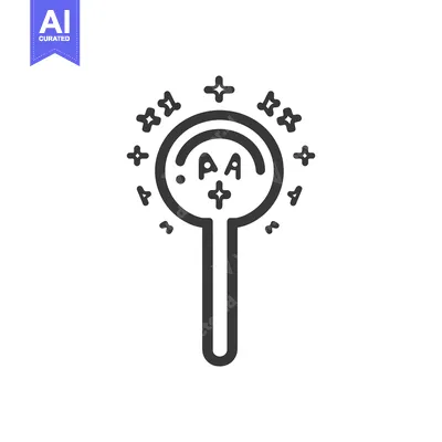 Aset desain premium: A magical looking wand with sparkling symbols all around it