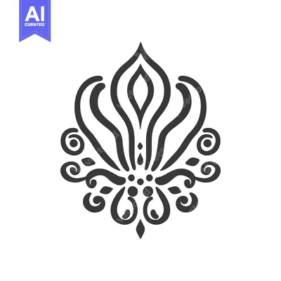 Aset premium populer: A symmetrical black and white floral design on a white background