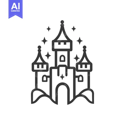 Aset premium populer: A beautiful fairytale castle illustration with twinkling star accents