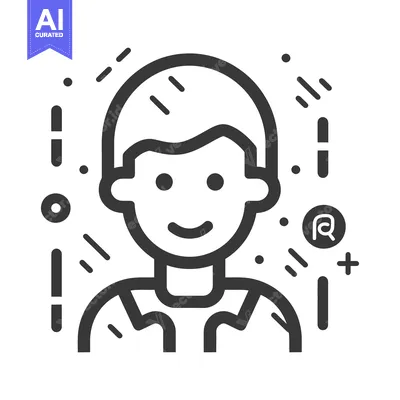 Aset desain premium: The happy face of a stylized person icon illustration