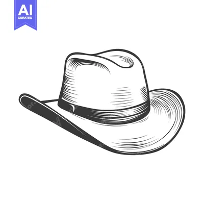 Popular premium asset: A Detailed Black and White Illustration of a Cowboy Hat
