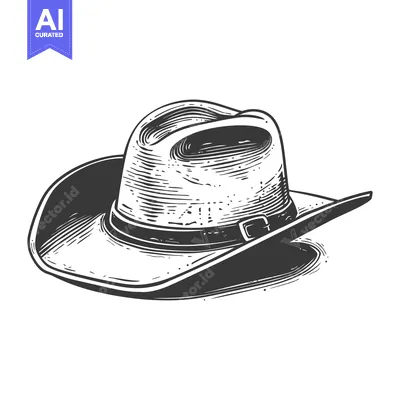 Popular premium asset: A monochrome illustrated image of a traditional western cowboy hat