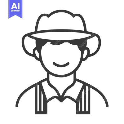 Aset desain premium: A simple illustration of a smiling person wearing a hat