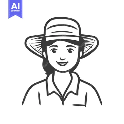 Popular premium asset: Smiling woman wearing a sun hat in a simple illustration