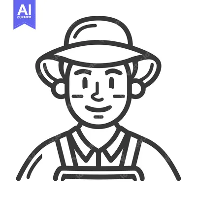 Premium design asset: A smiling person wearing a hat and overalls in an illustration