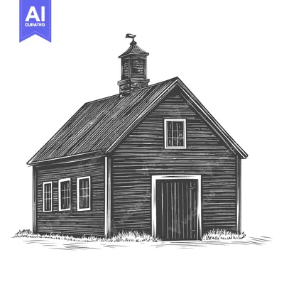 Aset premium populer: A Rustic Wooden Barn with a Weathervane
