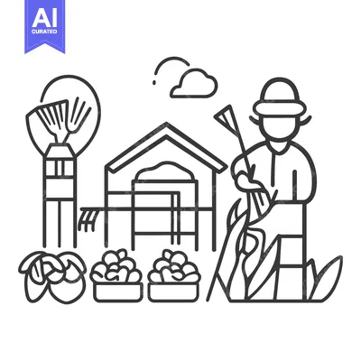 Popular premium asset: A farmer tending their crops and produce in a simplified illustration