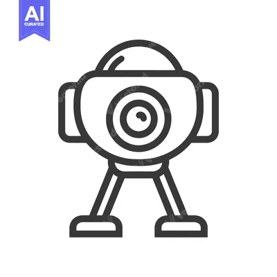 Minimalist Robot Icon: Futuristic Design with Circular Eye and Sturdy