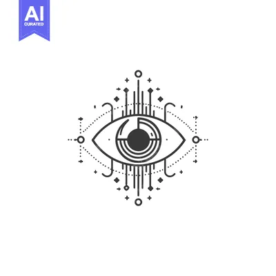 Aset premium populer: Geometric Eye Design: Minimalist Vision with Celestial and Technologic