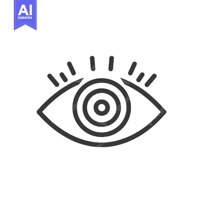 Aset premium populer: Minimalist Eye Icon with Concentric Circles and Lashes, Black Outline
