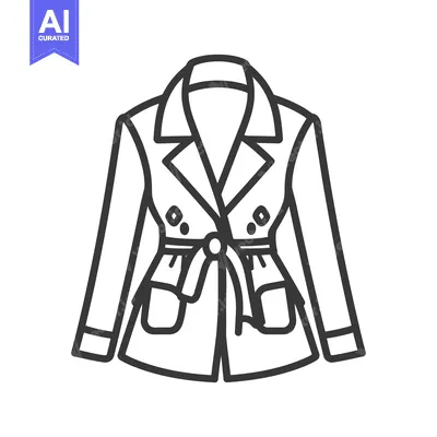 Popular premium asset: A black and white outlined image of a trench coat