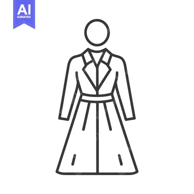 Premium design asset: Illustrated depiction of a woman wearing a long coat outline icon