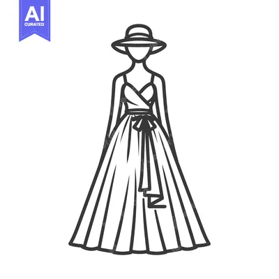 Aset premium populer: An elegant woman is wearing a stylish dress and a hat