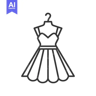 Popular premium asset: Simple illustration of a dress displayed on a hanger against white bac
