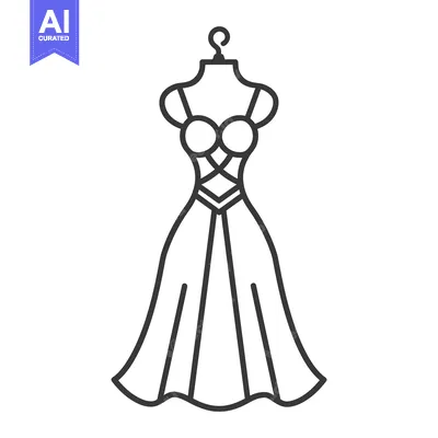 Popular premium asset: A black and white drawing of a formal dress on display