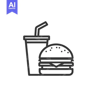 Aset desain premium: Minimalist Burger and Soda Icon: Fast Food Combo Graphic