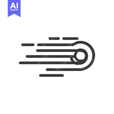 Dynamic Comet Icon: Stylized Cosmic Speed with Trailing Lines