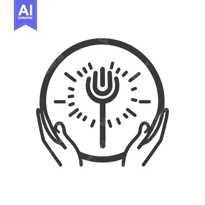 Premium design asset: Hands holding a glowing light emitting from a symbol within a circle