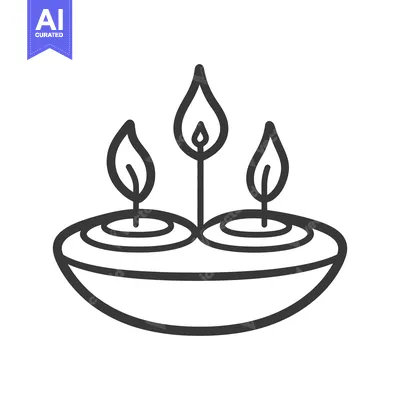 Popular premium asset: Three lit candles in a decorative bowl are illustrated