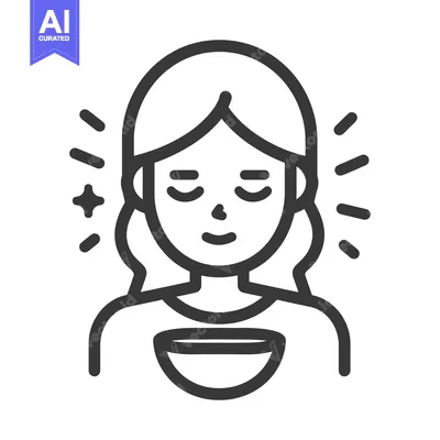 Aset desain premium: Simple linear illustration of a woman with closed eyes and glow