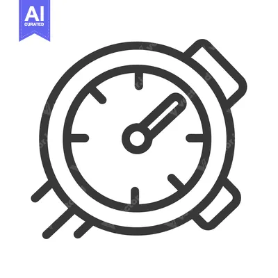 Aset desain premium: A simple illustration depicting a black and white wristwatch device