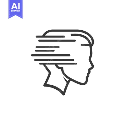 Aset premium populer: A minimalist outline of a human head with motion lines