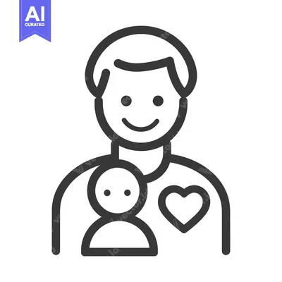 Aset desain premium: A smiling adult holding a child with a heart symbol