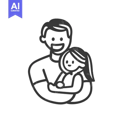 Aset desain premium: A father lovingly embracing and holding his young daughter close