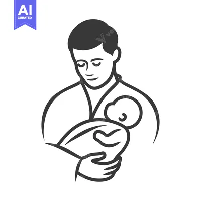 Aset premium populer: A loving father gently cradles a newborn infant in his arms