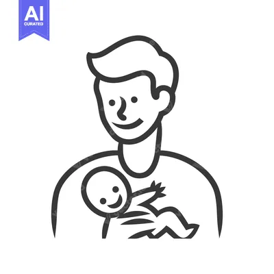 Aset premium populer: Smiling man lovingly holding a smiling baby in his arms
