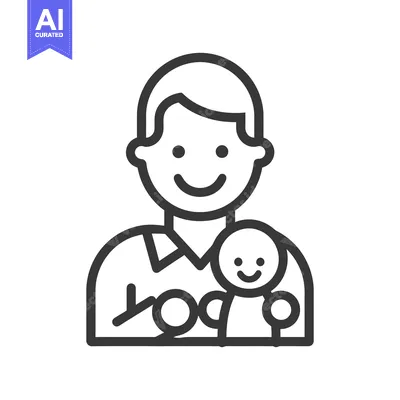 Aset desain premium: A smiling person holds a small baby icon illustration