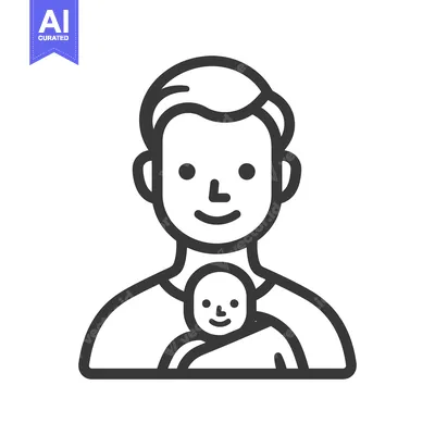 Aset desain premium: A smiling father holding a small infant close to his chest