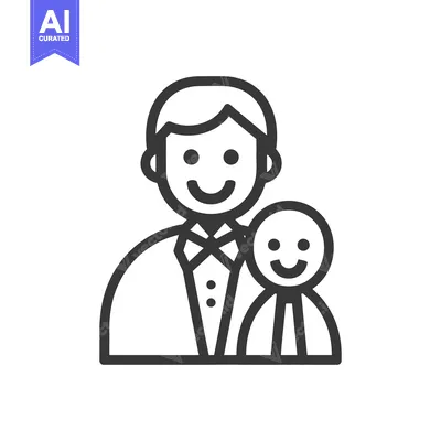 Aset premium populer: A father and child figure smiling together in a graphic icon