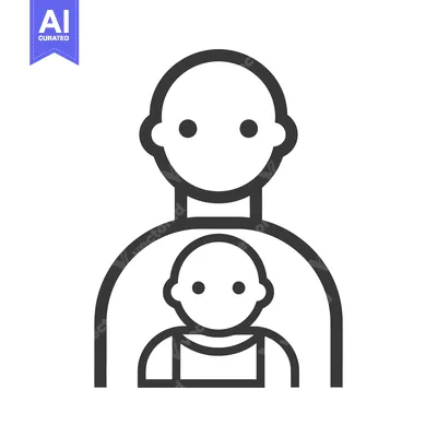 Aset desain premium: A line drawing depicting a parent and child relationship
