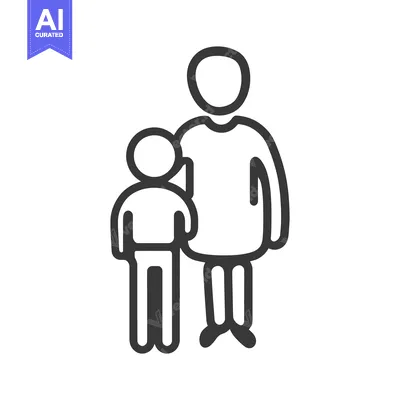 Popular premium asset: Simple outline drawing of a parent and child standing together