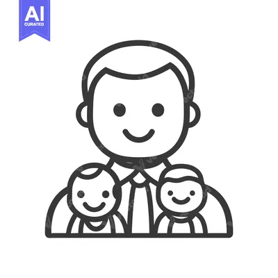Aset desain premium: This illustration depicts a family of three people with smiles