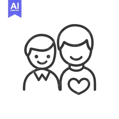 Premium design asset: Two smiling human figures are sharing a bond of affection