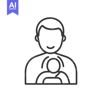 Aset desain premium: A stylized icon of a parent hugging their child closely
