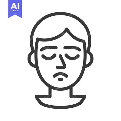 Aset premium populer: A simple line drawing of a human face with eyes closed