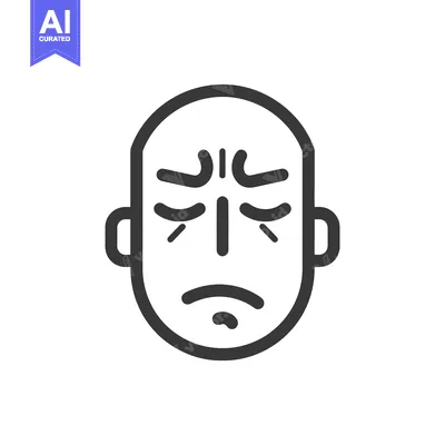 Premium design asset: Simplified illustrated head showing negative emotions and a sad expres