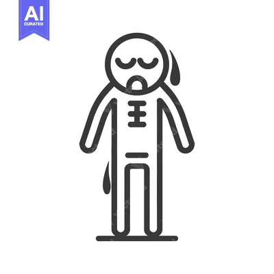Popular premium asset: A simple outlined illustration of an individual appearing ill or unwel