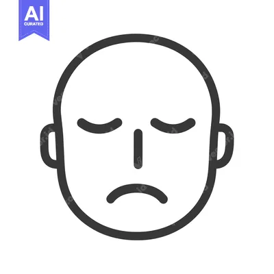 A simplified depiction of a face with a sad expression