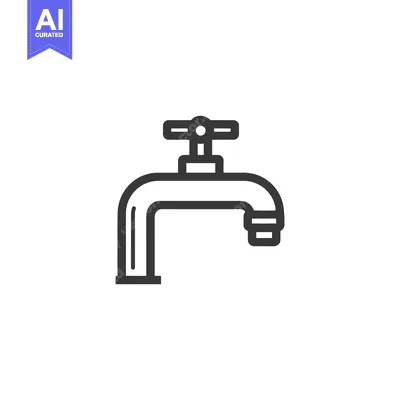 Aset desain premium: Minimalist Faucet Icon: Clean Line Art for Plumbing and Water Concepts