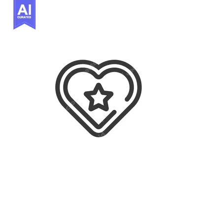 Premium design asset: Heart with Star Icon: Minimalist Love Symbol Design