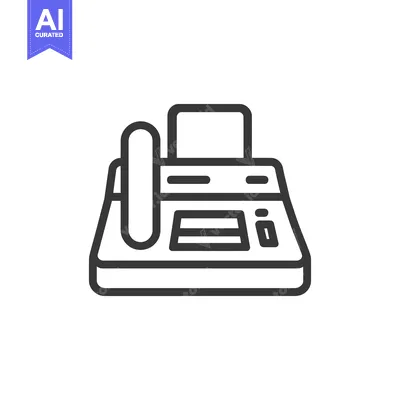 Popular premium asset: Fax Machine Icon: Retro Communication Technology, Bold Outline on Whit